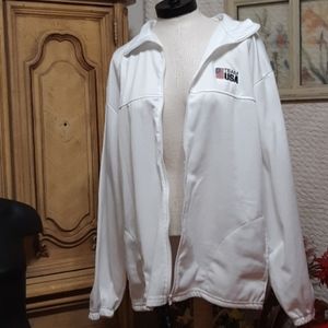 White Zipper Jacket Olympics TEAM USA Patriotic B15 Sports